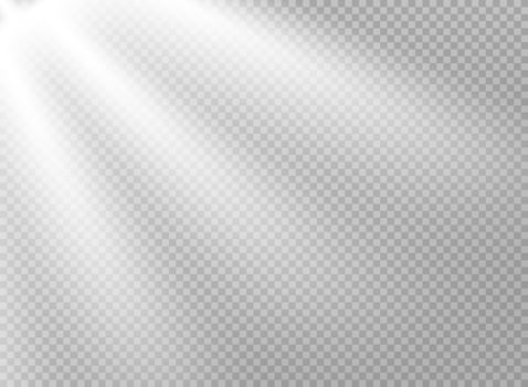 Sun rays effect. Vector template with transparent background