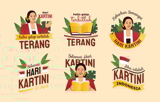 Happy Kartini Day Sticker Collection vector