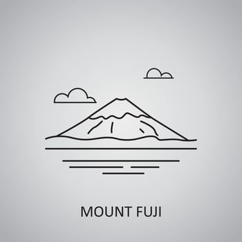 Mount Fuji in Japan, Honshu icon. Mount Fuji in winter. Japanese landscape vector