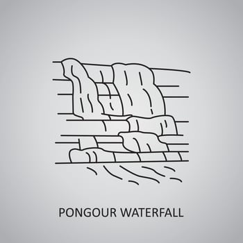 Pongour waterfall in Vietnam, Lam Dong. Icon vector