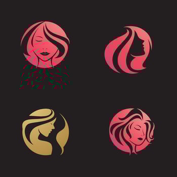 Beauty women long hair style icon vector