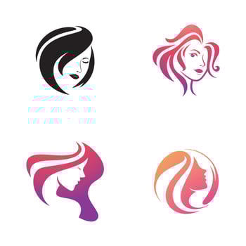 Beauty women long hair style icon vector