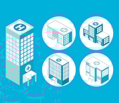 set of isometric hospitals vector