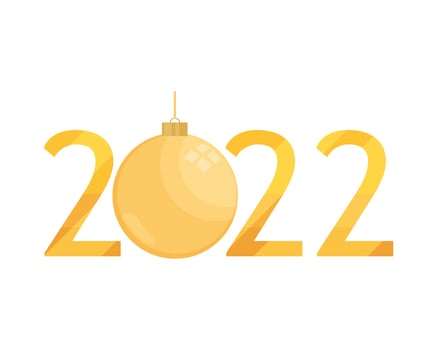 new year 2022 golden ball vector