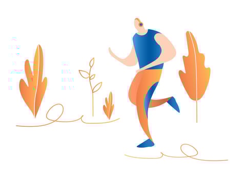Cartoon running men. Male sprinter. running in nature vector
