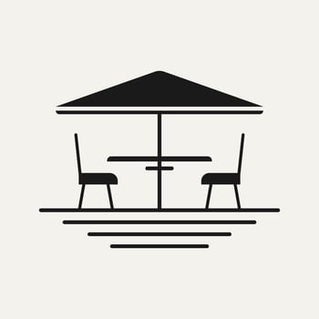 terrace cafe line art logo icon design image vector