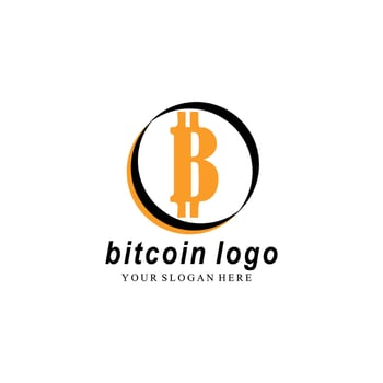 Vector illustration of Bitcoin, crypto currency, blockchain. Fits blockchain bitcoin stickers for web or print. Bitcoin logo.
