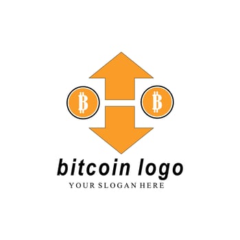 Vector illustration of Bitcoin, crypto currency, blockchain. Fits blockchain bitcoin stickers for web or print. Bitcoin logo.