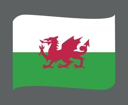 Wales Flag National Europe Emblem Ribbon Icon Vector Illustration Abstract Design Element