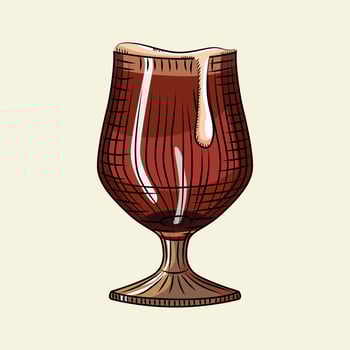 Glass of dark beer with foam isolated. Alcohol drink poster. vector