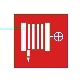 Fire hose reel isolated in flat style. Extinguishing equipment of firefighter icon. Protection symbol. vector