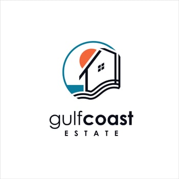 coastal property logo simple line colorful modern circle design idea for housing company vector