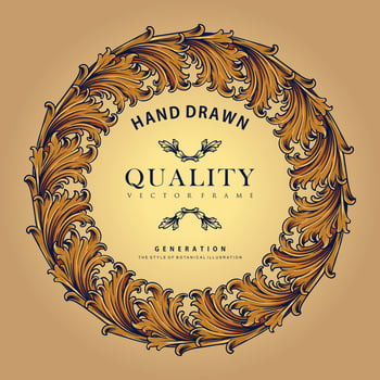 Vintage gold frame flourish ornament vector