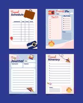 Travel Planner Journal Template vector