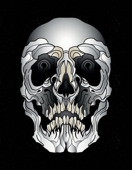skull front neo traditional tattoo vector