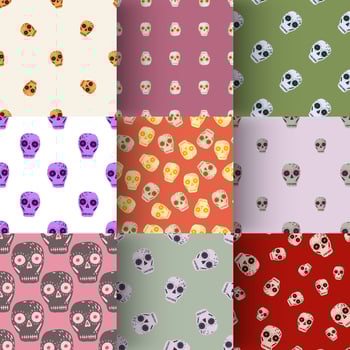 Set of seamless pattern with mexican holiday skull ornament. Day of death holiday print collection. vector