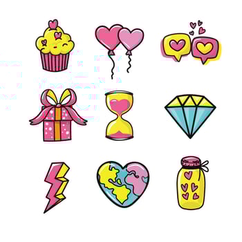 Doodles cute valentines elements vector