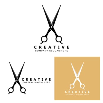 Barber tool scissors logo icon background symbol vector