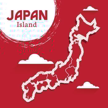 Post template for social media Japanese Island vector map, high detail illustration. Japan is one of the countries in Asia.