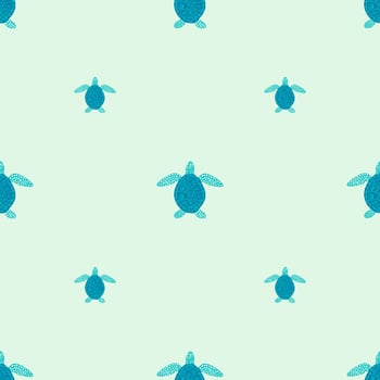 Seamless pattern sea turtles. Cute marine turtle in doodle style. vector