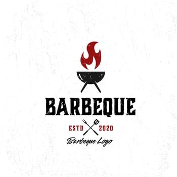barbeque logo template with flame vector