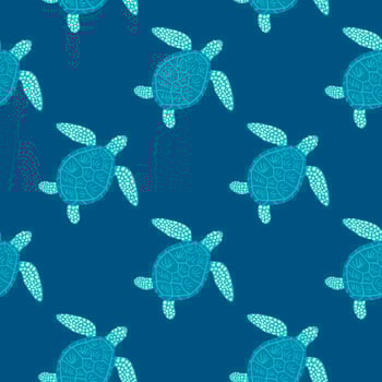 Seamless pattern sea turtles. Cute marine turtle in doodle style. vector