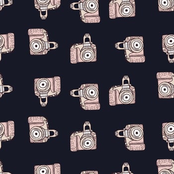 Photo camera vintage seamless pattern. Retro photo cameras design. vector
