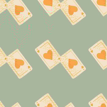 Game cards seamless pattern. Design gambling. Repeated texture in doodle style. vector