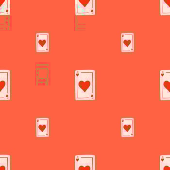 Game cards seamless pattern. Design gambling. Repeated texture in doodle style. vector