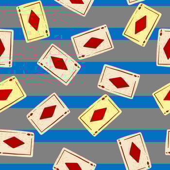 Game cards diamonds seamless pattern. Design gambling. vector