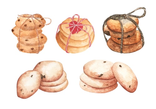 Stack of cookies. Watercolor illustration. vector