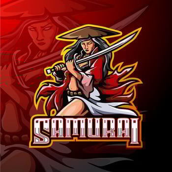 Samurai woman esport logo mascot design vector