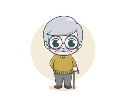 Old people avatar cartoon illustration vector