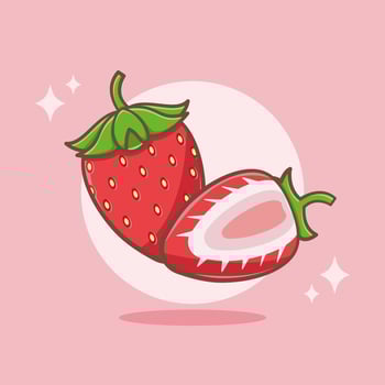 Fresh strawberry fruit cartoon illustration vector