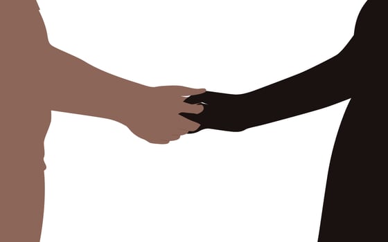 Happy Valentines Day, Young couple holding hand character vector silhouette on isolated background, Character illustration for young couple theme projects like wedding and valentines day.
