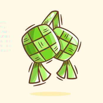 Hand drawn ketupat cartoon illustration vector