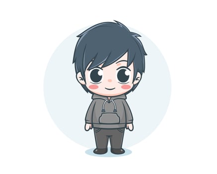 Cute boy wearing hoodie cartoon illustration vector