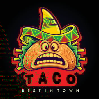 Funny tacos mexican logo mascot Vector illustrations for your work Logo, mascot merchandise t-shirt, stickers and Label designs, poster, greeting cards advertising business company or brands.