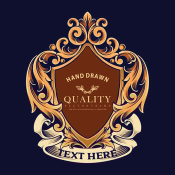 Vintage elegant shield badge with classic ribbon vector