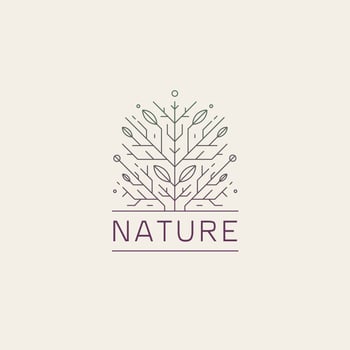 Vector geometric tree, floral, nature line logo. Organic abstract plant