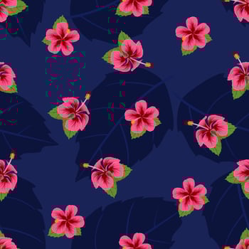hibiscus flowers on an indigo background vector