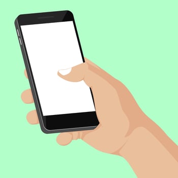 the hand holding a smartphone vector
