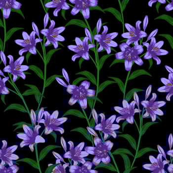 purple lily seamless pattern background vector