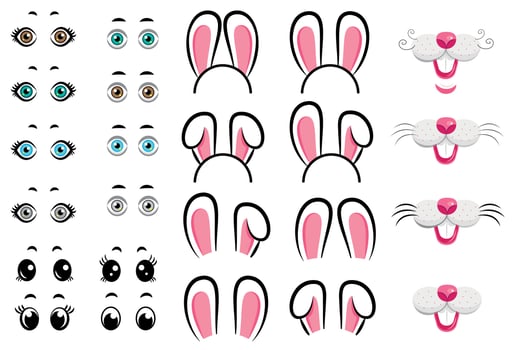 Set of creative bunny parts vector