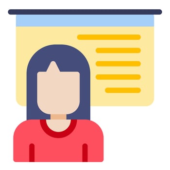 female teacher with presentation icon vector