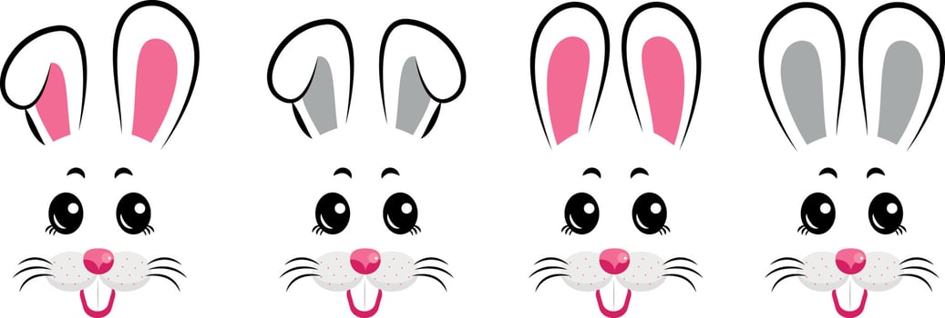 Set of happy bunny masks vector
