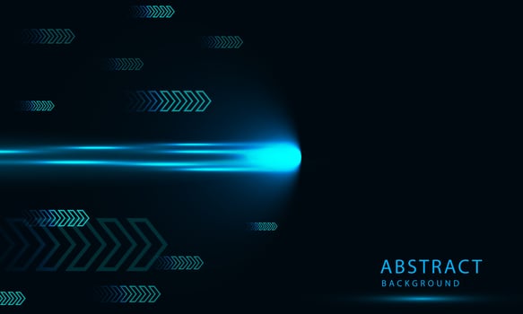 Abstract technology vector background with Hi speed lights dark blue backdrop with Arrow Light out background.