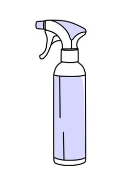 Hair care products. Hair spray. In very peri color. Vector illustration in doodle style.