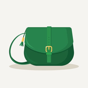 Feminine handbag for shopping, travel, vacation. Leather bag with handle isolated on white background. Beautiful casual collection of summer woman accessory. Vector flat design