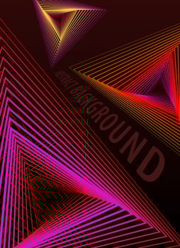 Abstract background poster template colorful. Editable stroke triangle shape lines blend red pink yellow. Vector illustration.